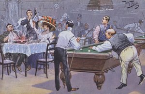 Komische scène in een biljartzaal door Carl Robert Arthur Thiele