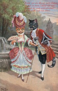 Humoristische kattenkaart door Carl Robert Arthur Thiele