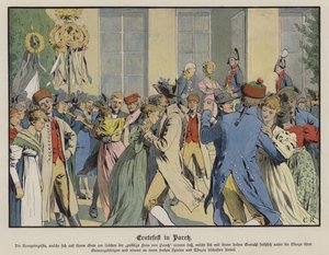 Oogstfeest in Paretz (kleur litho) door Carl Röchling