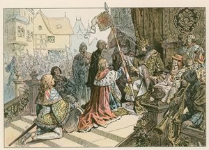 Frederik I (1371-1440) met Sigismund in Konstanz wordt beloond met het land van Kurmark in 1417 door Carl Rohling