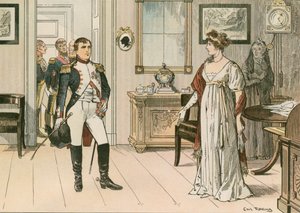Koningin Louise van Pruisen (1776-1810) en Napoleon I (1769-1821) in Tilsit in 1807 tijdens de ondertekening van het tweede verdrag van Tilsit door Carl Rohling