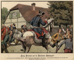 Koning Frederik de Grote en de schoolkinderen van Potsdam