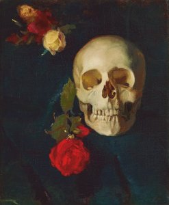 Duits: Schedel met rozen door Carl Schuch