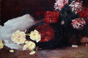 Stilleven met theerozen, ca. 1885
