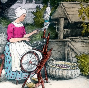 Gebroeders Grimm - Sprookjes - Vrouw Holle. Beelddatum circa 1910. Carl Simon Archief