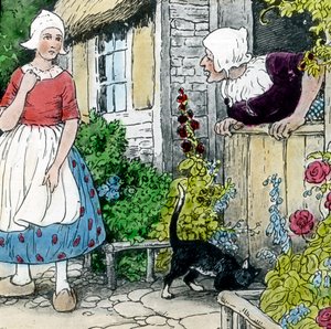 Gebroeders Grimm - Sprookjes - Vrouw Holle. Beelddatum circa 1910. Carl Simon Archief
