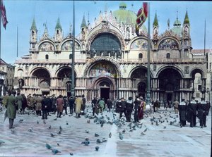 Italië, Venetië, San Marcoplein en Basiliek van San Marco