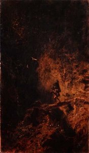 Een reiziger die een ravijn oversteekt door Carl Spitzweg