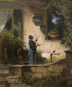 Een belangrijke boodschap, 1870s door Carl Spitzweg