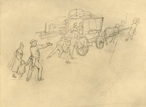Der Thespiskarren Schauspieler auf Reisen, 19e eeuw, c1924 door Carl Spitzweg