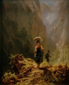 Dirndl en jager in de bergen