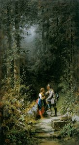 Jager en herderin bij de bosbron door Carl Spitzweg