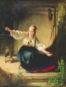 Een Meisje dat Kippen Voert, 1839