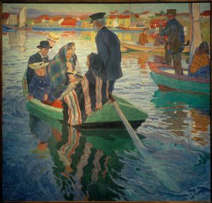 Kerkgangers in een boot door Carl Wilhelm Wilhelmson