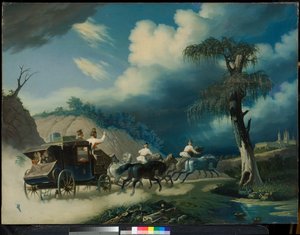 Troika Tijdens Een Onweersbui, 1830s door Carl von Hampeln