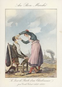 De dag van de bard van een kolenbrander (gekleurde litho)