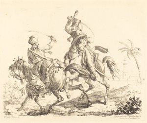 Huzaren slaan een Mameluk door Carle Vernet