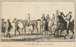 Racescènes: Een paard arriveert bij de race