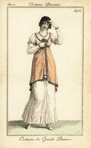 Vrouw in zeer formele kleding, Parijs