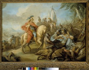 Alexander en Porus, koning van India, die aan de grenzen van het koninkrijk Perzië regeerden, gingen uiteindelijk naar Alexander