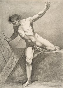 Een Académie: Man die op een Plank Leunt, 1742-43 door Carle van Loo