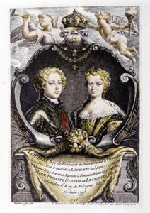 LOUIS XV en LECSINSKA Marie: Louis XV (15 jaar oud) en Marie Lecsinska (22 jaar) door Carle van Loo