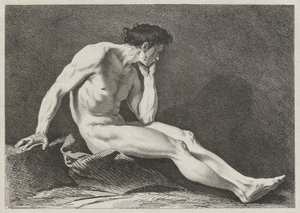Zittende man met het hoofd in de hand door Carle van Loo