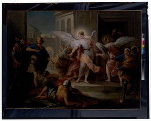 De verblinding van de inwoners van Sodom door Carle van Loo