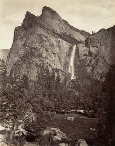 Bridal Veil Fall, 940 voet, Yosemite, ca. 1872, gedrukt ca. 1876 door Carleton E. Watkins.