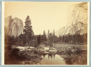 Door de Vallei, El Capitan en Kathedraalrotsen door Carleton E. Watkins