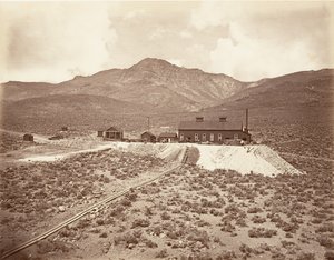 Gebouwen van de Sutro Tunnel door Carleton Emmons Watkins