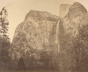 Pohono, Bridal Veil, 900 Feet, Yosemite, 1861 door Carleton Emmons Watkins