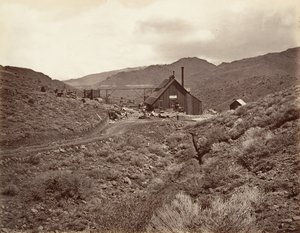 Sutro Tunnel Schacht Nr. 3, 1875, gedrukt ca. 1876 door Carleton Emmons Watkins