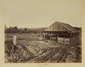 Oswego ijzerfabriek, Willamette rivier door Carleton Watkins