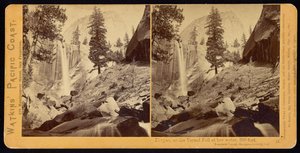 Piwyac, of de Vernal Fall, 300 voet, Yosemite Valley, Mariposa County, Cal door Carleton Watkins