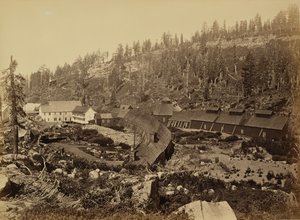 Summit Station met het westelijke uiteinde van de tunnel, C.P.R.R. door Carleton Watkins