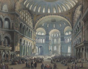 Interieur van de Hagia Sophia in Constantinopel