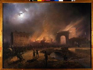 Risorgimento: De Vijf Dagen van Milaan (18-22 maart 1848): een van de eerste episodes van de Revoluties van 1848 die de opkomst van de Milanese bevolking zag tegen de Oostenrijkse overheersing door Carlo Bossoli