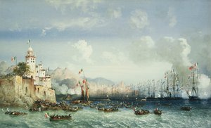 De oorlog in Italië: Genua, de aankomst van keizer Napoleon III, 1859 door Carlo Bossoli