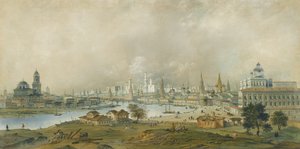 Uitzicht op het Kremlin van Moskou vanaf de Ustinsky-brug door Carlo Bossoli
