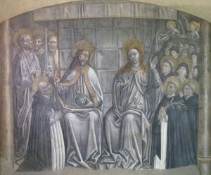 Christus geeft de wereld aan Sint Dominicus in aanwezigheid van de Maagd Maria, fresco door Carlo Braccesco door Carlo Braccesco