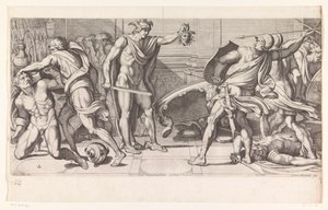 Phineus en zijn volgelingen in steen veranderd