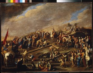 Christus wordt aan het kruis genageld. Golgotha door Carlo Coppola