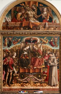 Kroning van de Maagd met de Heilige Drie-eenheid en Heiligen door Carlo Crivelli