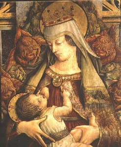 Madonna die haar kind voedt (detail)