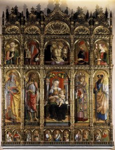 Polyptiek met een Pietà, en de onderste partij een Madonna met kind
