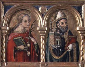 St. Agatha en St. Augustinus (predella paneel) (detail)