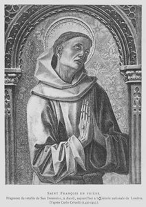 St. Franciscus van Assisië biddend door Carlo Crivelli