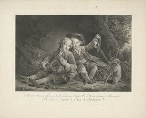 Twee jongens met marmot door Carlo Domenico Melini
