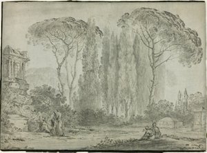 Rouwenden op een kerkhof door Carlo Labruzzi